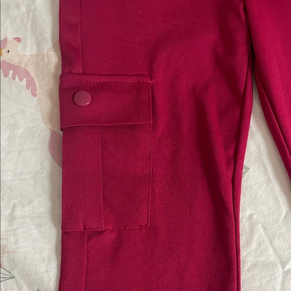 btween Burgundy Striped Ruffle Top and Pants Set - Picture 4 of 4